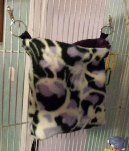Black/Purple/White Sugar Glider Slipping pouch with purple interior.